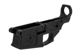Aero Precision M5 AR-308 stripped lower is compatible with DPMS pattern receivers and features a Texas edition engraving.